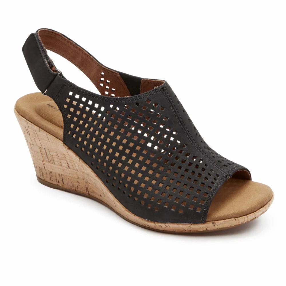 Rockport Women BRIAH PERF SLING BLACK/NUBUCK